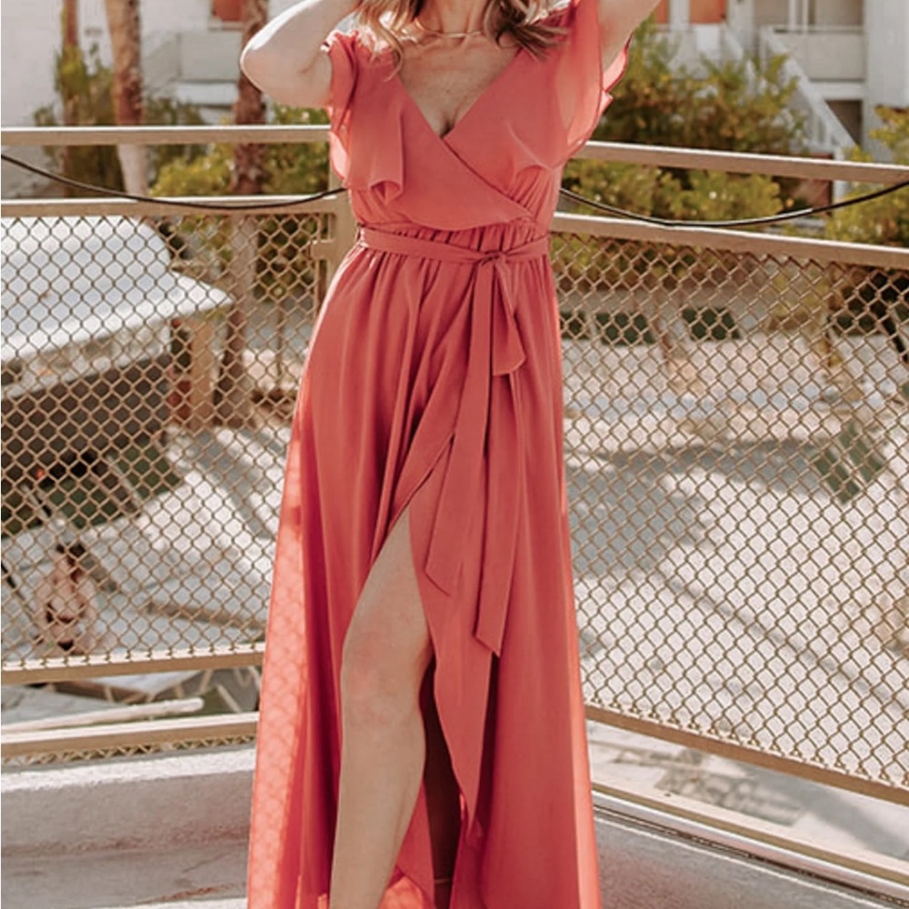 Baltic Born Katya Rosewood Ruffle Maxi Dress